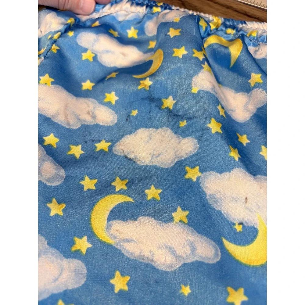 Chandio New York Celestial Blue Satin Pajama Set L Whimsigoth Moon Stars Y2K